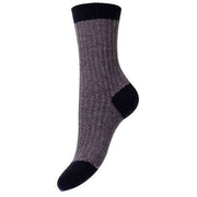 Pantherella Iona Feeder Stripe Cashmere Socks - Navy