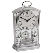 Rhythm Two Tone Carriage Mantel Clock - Silver
