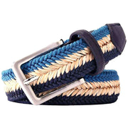 Bassin and Brown Arrow Chevron Woven Belt - Navy/Beige/Blue