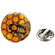 Bassin and Brown Bee and Honeycomb Lapel Pin - Black/Yellow