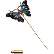 Bassin and Brown Butterfly Lapel Pin - Blue/Red