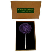 Bassin and Brown Chrysanthemum Flower Jacket Lapel Pin - Purple