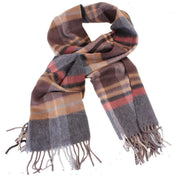 Bassin and Brown Cruyff Checked Wool Scarf - Brown/Chocolate