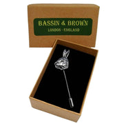 Bassin and Brown Hare Jacket Lapel Pin - Antique Silver