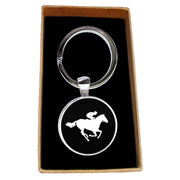 Bassin and Brown Horse Racing Key Ring - Black/White