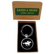 Bassin and Brown Horse Racing Key Ring - Black/White