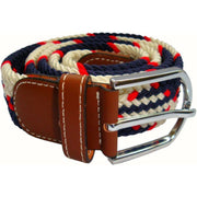 Bassin and Brown Jagged Stripe Elasticated Woven Buckle Belt - Red/Navy/White