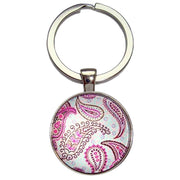Bassin and Brown Paisley Key Ring - Blue/Pink