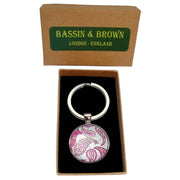 Bassin and Brown Paisley Key Ring - Blue/Pink