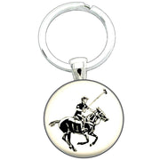 Bassin and Brown Polo Player Key Ring - White/Black