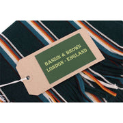 Bassin and Brown Puskas Striped Wool Scarf  - Green/Cream/Tango