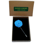 Bassin and Brown Rose Jacket Lapel Pin - Blue