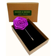 Bassin and Brown Rose Jacket Lapel Pin - Purple