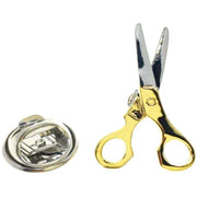 Bassin and Brown Scissors Lapel Pin - Silver/Gold