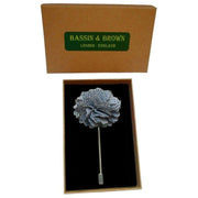Bassin and Brown Small Gingham Check Lapel Pin - Grey/White