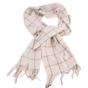 Bassin and Brown Snow Check Cashemere Scarf - Cream/Grey