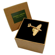 Bassin and Brown Spitfire Plane Lapel Pin - Gold