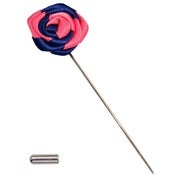 Bassin and Brown Two Colour Rose Jacket Lapel Pin - Navy/Pink