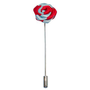 Bassin and Brown Two Colour Rose Jacket Lapel Pin - Red/Blue