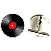 Bassin and Brown Vinyl Disc Cufflinks - Red/Black