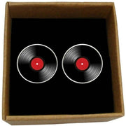 Bassin and Brown Vinyl Disc Cufflinks - Red/Black