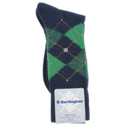 Burlington Preston Argyle Socks - Navy/Green/Dark Green