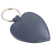 Byron and Brown Roma Leather Small Heart Key Ring - Navy