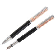 David Aster Fountain Pen and Ballpoint Pen Set - Rose Gold/Black