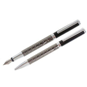 David Aster Wave Fountain Pen and Ballpoint Pen Set - Black/Grey