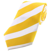 David Van Hagen Bold Stripe Polyester Tie - Gold/White