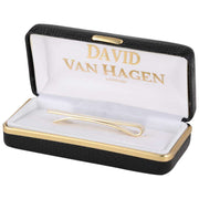David Van Hagen Diagonal Lined End Tie Slide - Gold