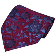 David Van Hagen Floral Pattern Silk Handkerchief - Wine/Blue