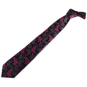 David Van Hagen Paisley Tie - Black/Pink