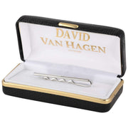 David Van Hagen Screw Mother of Pearl Rhodium Tie Slide - Silver/White