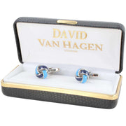 David Van Hagen Two Tone Knot Cufflinks - Blue