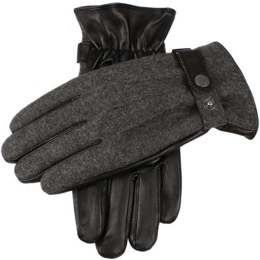Mens Charcoal/Black Dents Guildford Wool Flannel Back Gloves Mens Charcoal/Black Dents Guildford Wool Flannel Back Gloves