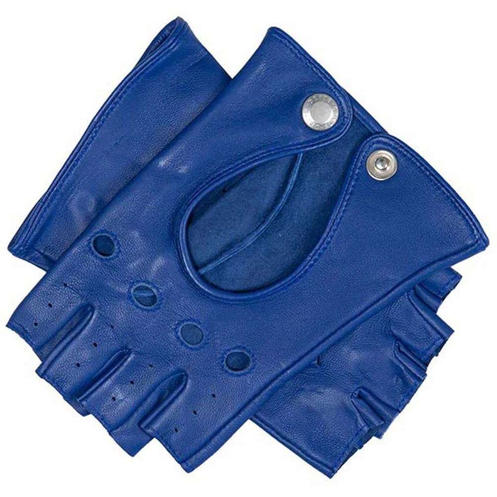 Dents Paris Hairsheep Leather Half Finger Driving Gloves Marine Blue