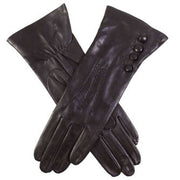 Dents Rose Silk Lined Leather Gloves - Black