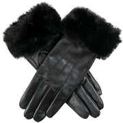 Dents Sarah Hairsheep Leather Faux Cuff Gloves - Black