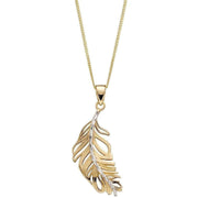 Elements Gold Feather Pendant - Gold/White Gold