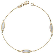 Elements Gold Navette Mother Of Pearl Bracelet - Yellow Gold