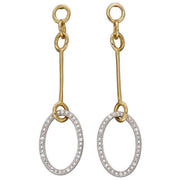 Elements Gold Oval Bar Drop Earrings - Yellow Gold/Silver