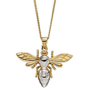 Elements Gold Slim Line Bee Pendant - Yellow Gold/Silver