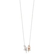 Elements Silver Double Parakeet Necklace - Silver/Rose Gold
