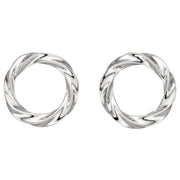 Elements Silver Organic Circle Twist Earrings - Silver