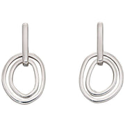 Elements Silver Organic Double Link Earrings - Silver