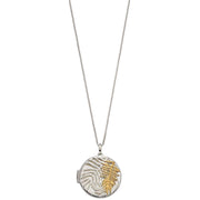 Elements Silver Round Cut Out Palm Leaf Locket - Silver/Gold
