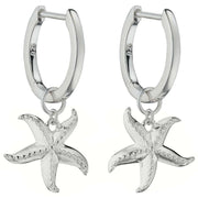 Elements Silver Starfish Assembled Hoops - Silver