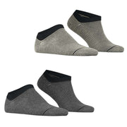 Esprit Allover Stripe 2 Pack Sneaker Socks - Black/Grey Mix