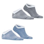 Esprit Allover Stripe 2 Pack Sneaker Socks - Blue Mix